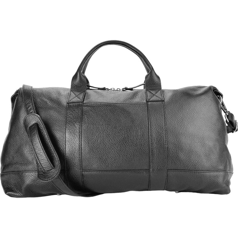 RB1029A | Borsone da Viaggio in Vera Pelle Made in Italy con Tracolla regolabile e removibile. Chiusura con lampo e Accessori in metallo Nickel Lucido – Colore Nero – Dimensioni: cm 57 x 26 x 24
