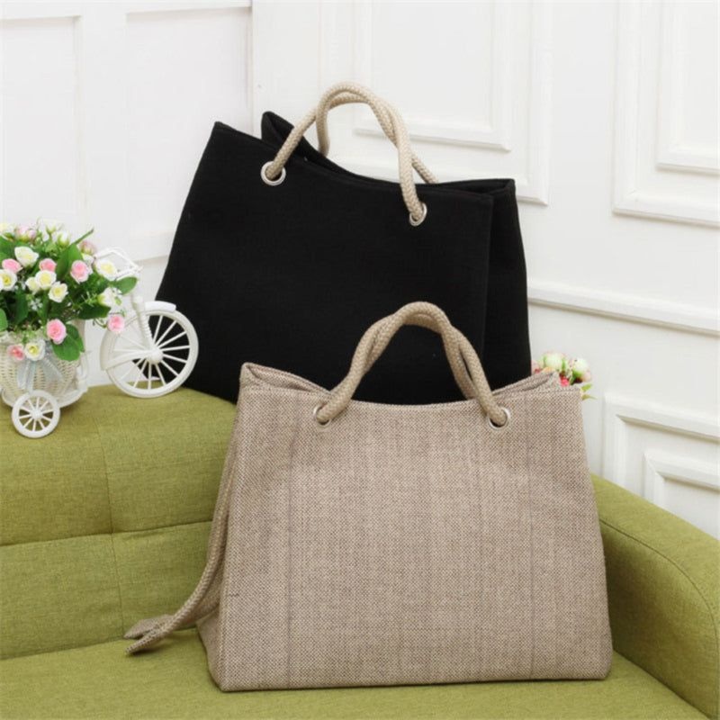 Solid Woven Stylish Collapsible Handbag – Khaki or Black