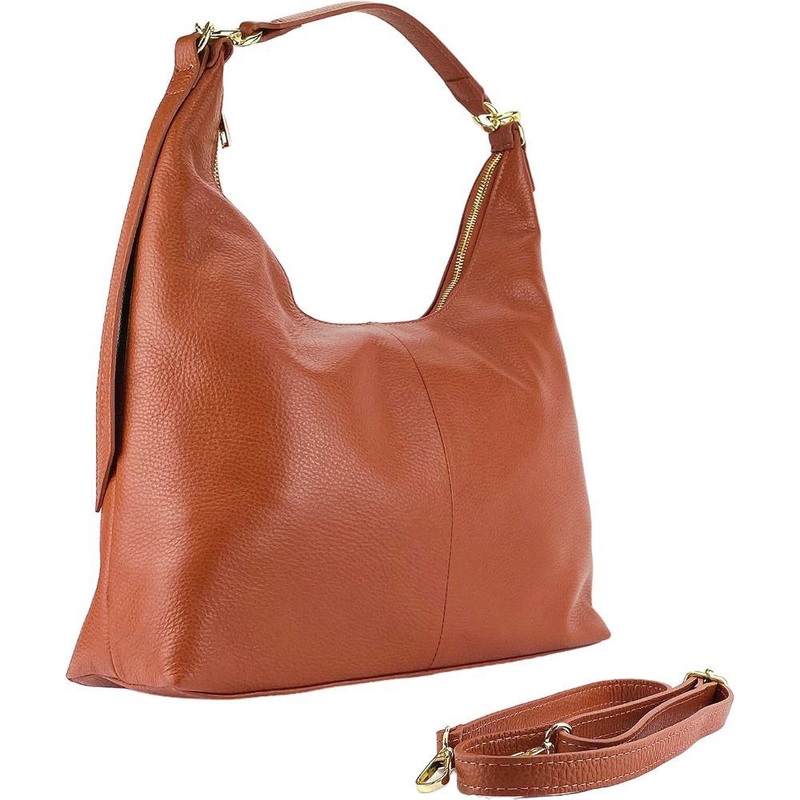 Renato Borzatta RB1017AM Women’s Soft Leather Shoulder Bag in Paprika – Elegant and Versatile Handbag with Removable Strap and Stylish Gold Accents