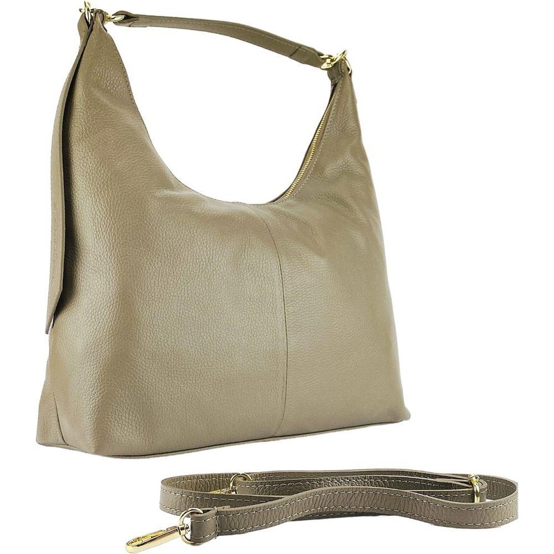Renato Borzatta RB1017AQ Women’s Taupe Soft Leather Shoulder Bag with Detachable Strap