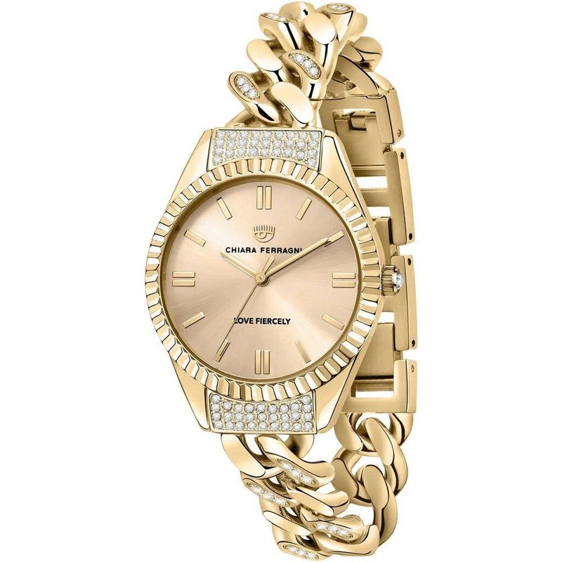 Chiara Ferragni R1953104501 Ladies’ Golden Stainless Steel Wristwatch – Pink Dial ( 34 mm)