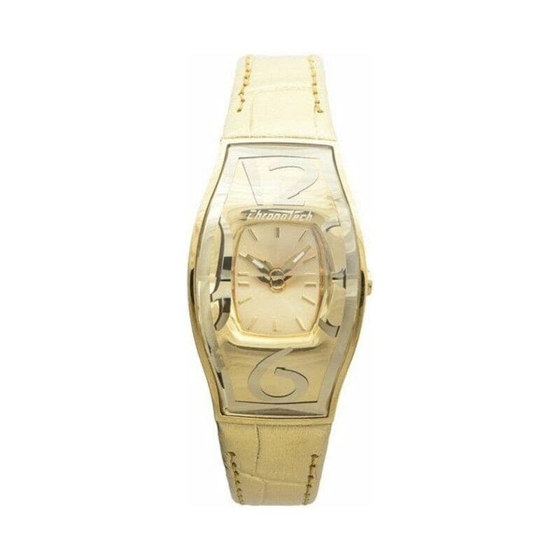 Elegant Timepiece for Fashionable Women: Golden Leather Ladies’ Watch – CT7932L-65 ( 28 mm), Gold