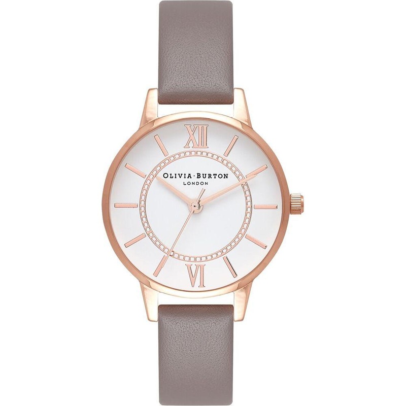Olivia Burton OB16WD63 Ladies’ Quartz Wristwatch – Pink Case with Grey Strap (30mm)