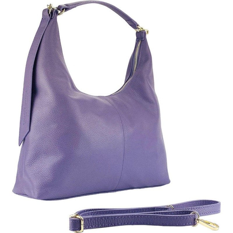 Renato Borzatta RB1017Y Women’s Soft Shoulder Bag in Genuine Purple Leather with Removable Shoulder Strap