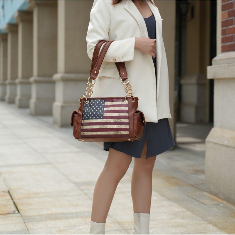Alaina Vegan Leather Women Flag Shoulder Bag