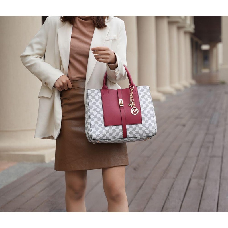 Yuliana Circular Print Satchel Bag with Wallet – Elegance Redefined