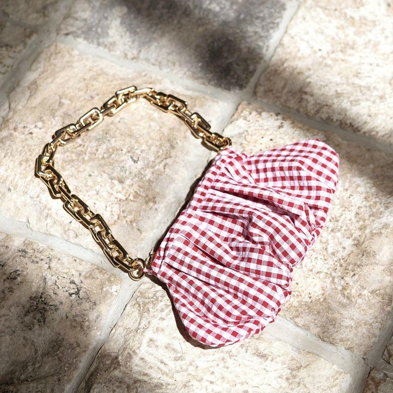 AWAN Ruffle Bag in Red Gingham – A Stylish Tropical Companion