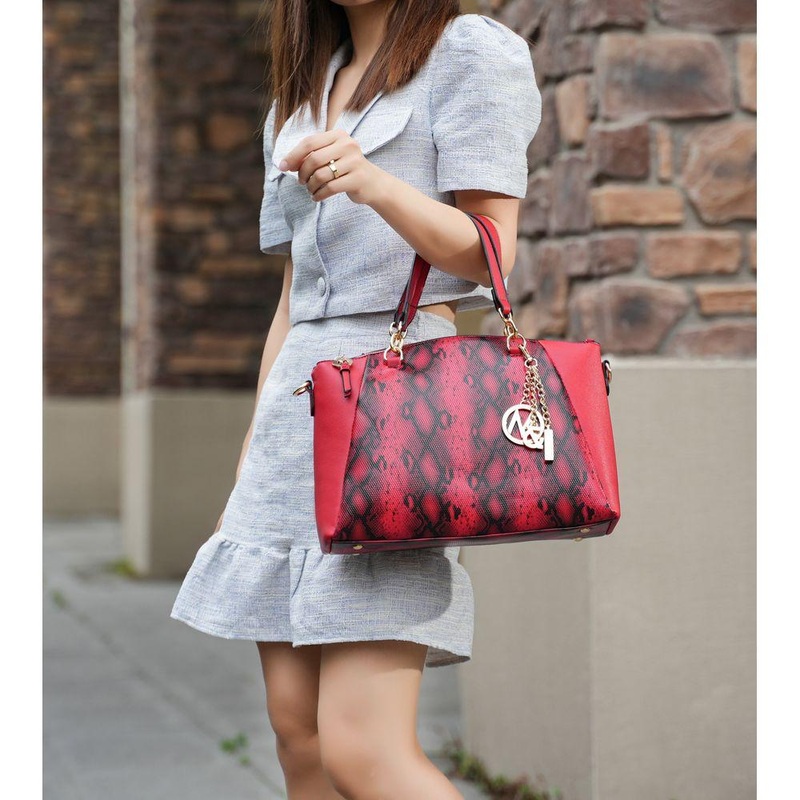 Addison Snake Embossed Vegan Leather Tote Bag with Matching Wristlet