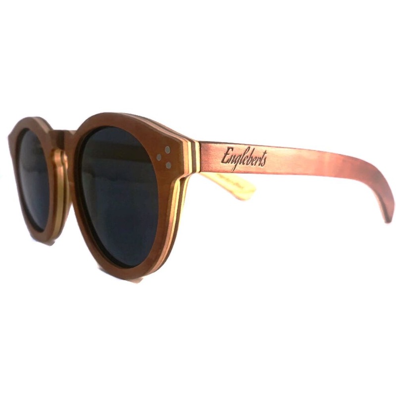 Cinnamon Swirl Skateboard Sunglasses, Polarized with Wooden Case