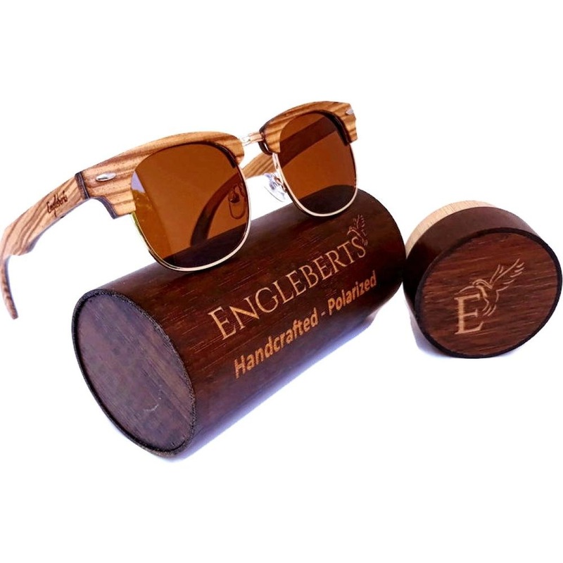 Real Ebony and ZebraWood Sunglasses With Bamboo Case, Tea Polarized