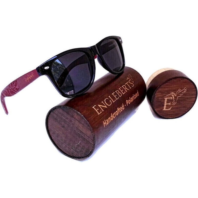 Rosewood Sunglasses With Wood Case, Polarized, Artisan Engraved,