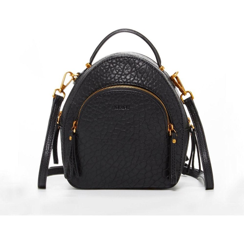Amanda Black Leather Convertible Backpack Purse
