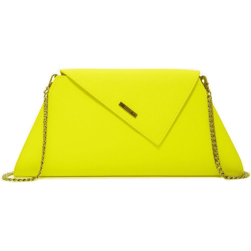 Angelica Electric Yellow Leather Clutch Purse