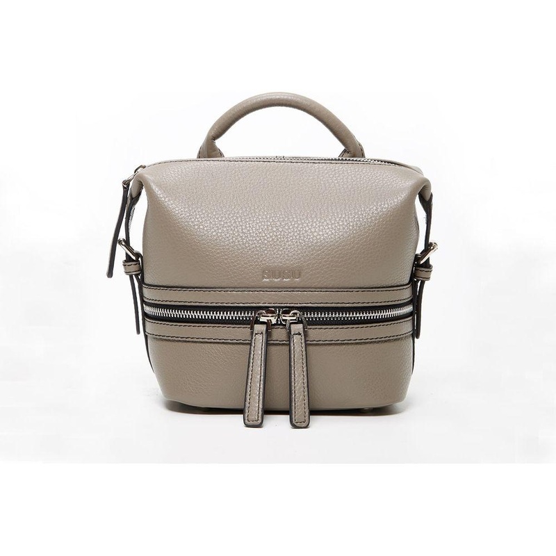 SUSU The Ashley Gray Leather Backpack Purse