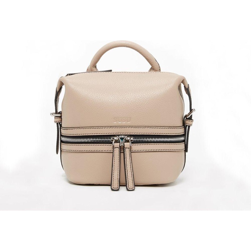SUSU The Ashley Leather Backpack Purse Beige