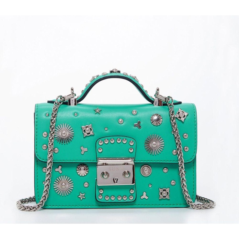 SUSU The Hollywood Green Purse with Studs