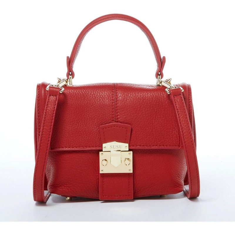SUSU The Linda Red Leather Backpack Purse