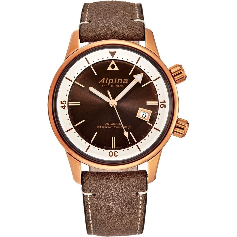 Alpina Men’s AL525BRC4H4 ‘Seastrong’ Diver Heritage Brown Dial Bronze PVD Automatic Watch Set