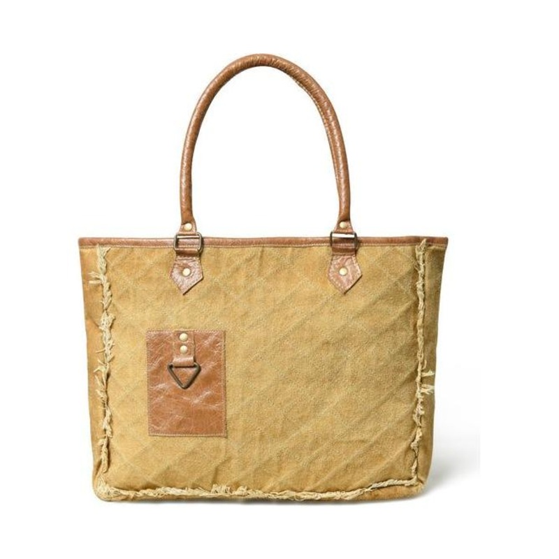 Beige Boho Chic Canvas Handbag – Exquisite Elegance for the Modern Aficionado