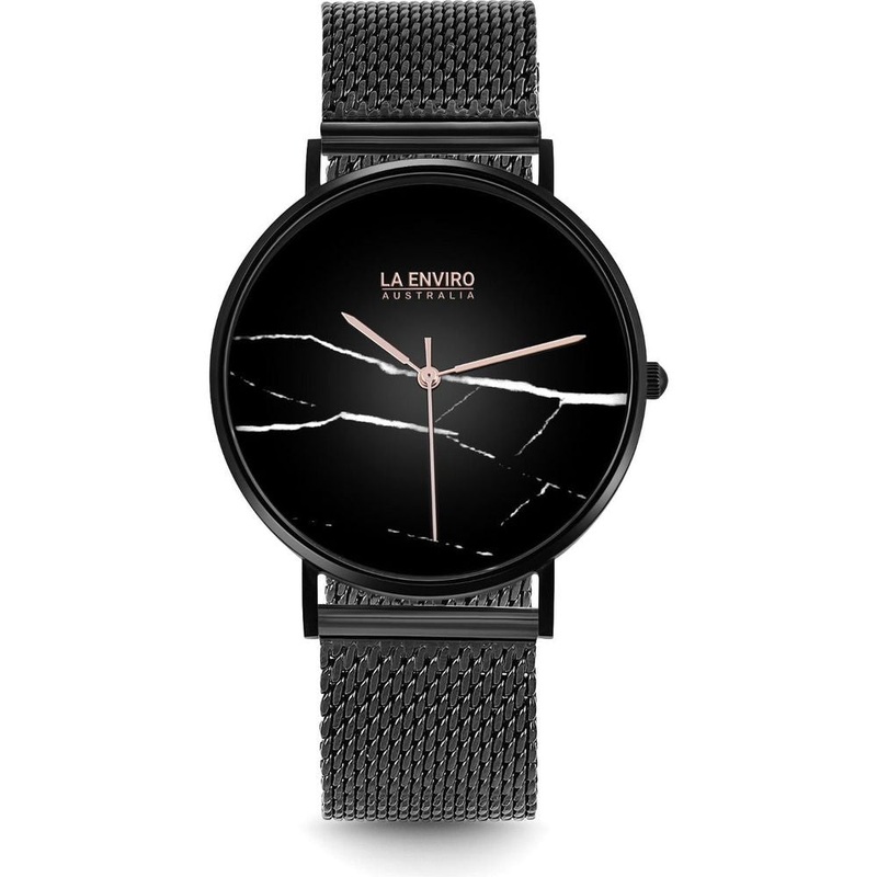 [Brand Name] Black Marble Watch With Black Mesh Strap – 40 MM