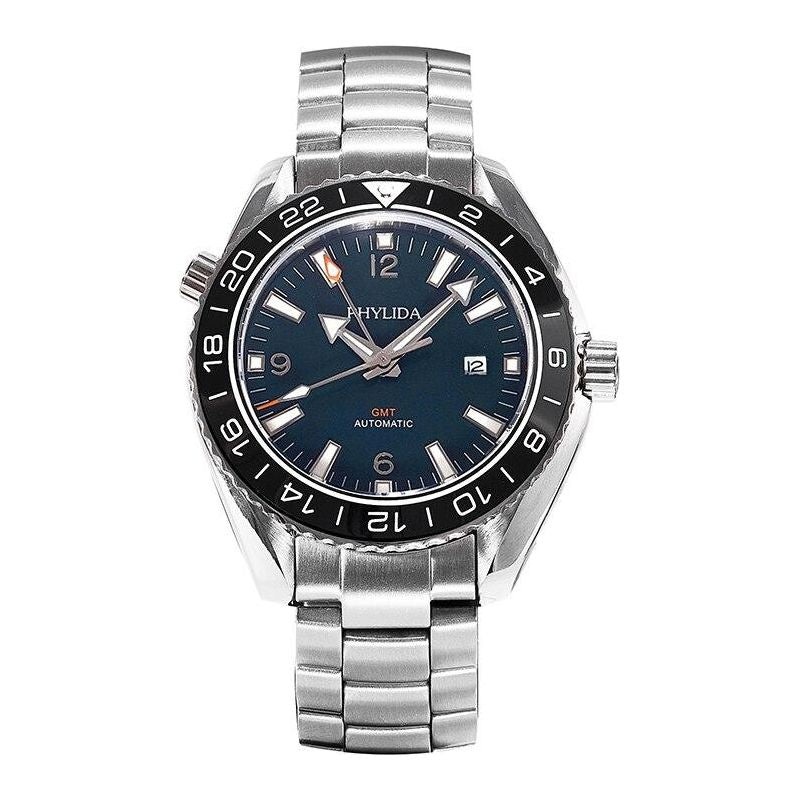 Men’s Blue 43.5mm GMT Dual-Time Automatic Watch Sea master Ocean